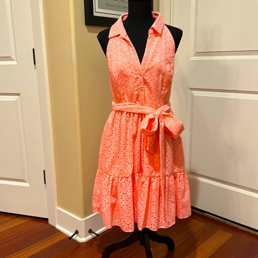Worn once bright peach Lilly Pulitzer sundress. Size 12